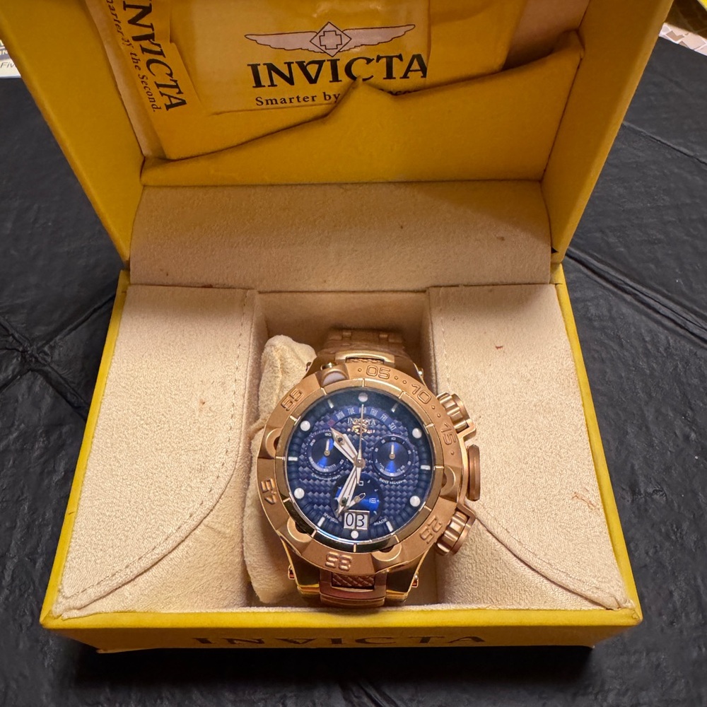 Invicta Gold Watch with Crystal Embellishments
